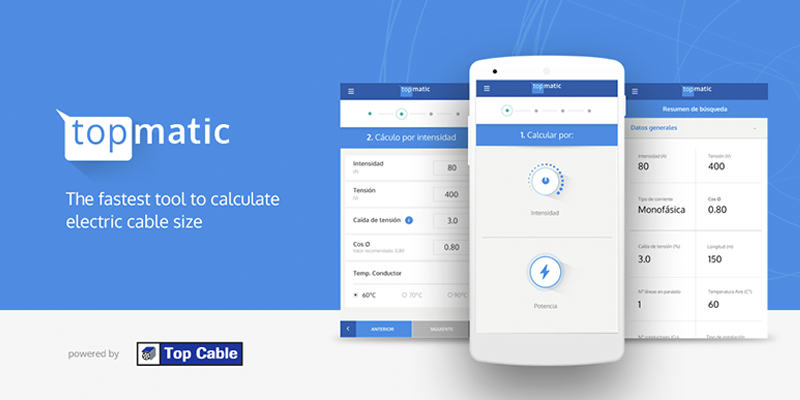 TOPMATIC l’“app” millorada per a calcular la secció de cable elèctric